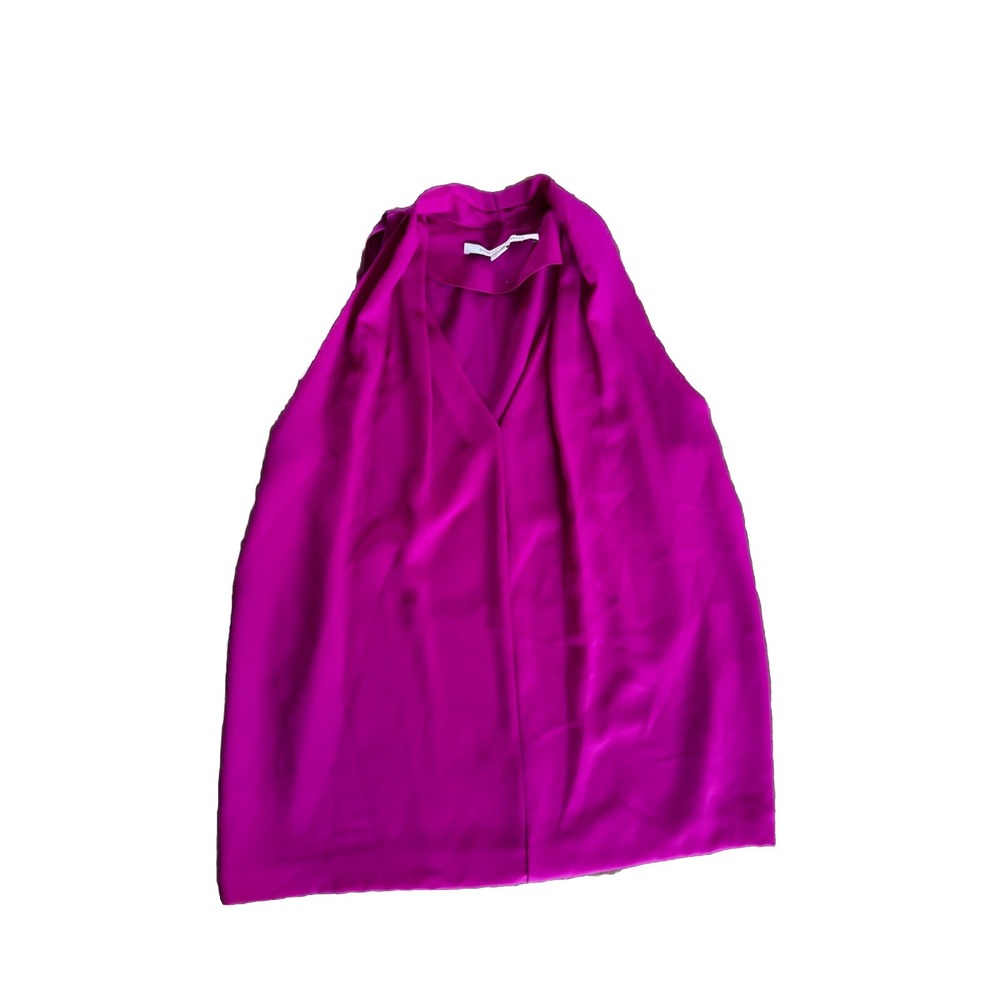 Diane Von Furstenberg Regan Draped Sleeveless Top Fuchsia‎ Pink Cutaway S DVF